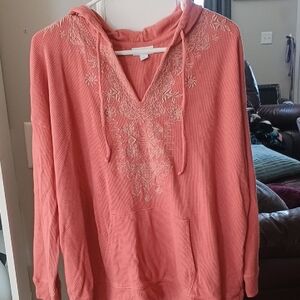 J. Jill Pink Embroidered Hoodie